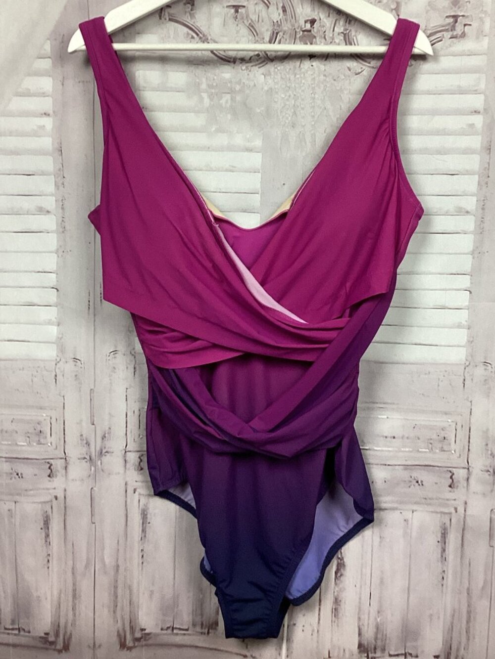 Land's End Pink Ombre Swimsuit One Piece 16L
